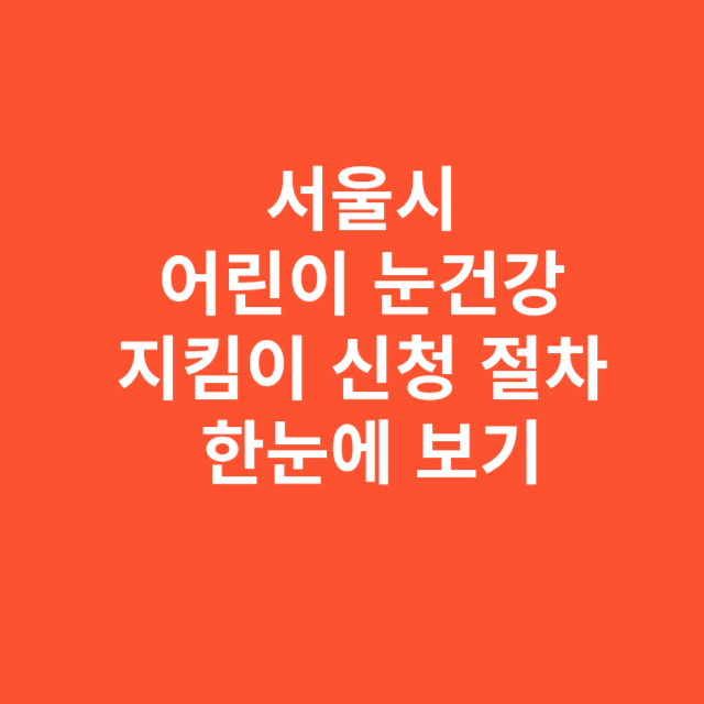 서울시 어린이 눈건강 지킴이 신청 절차 한눈에 보기