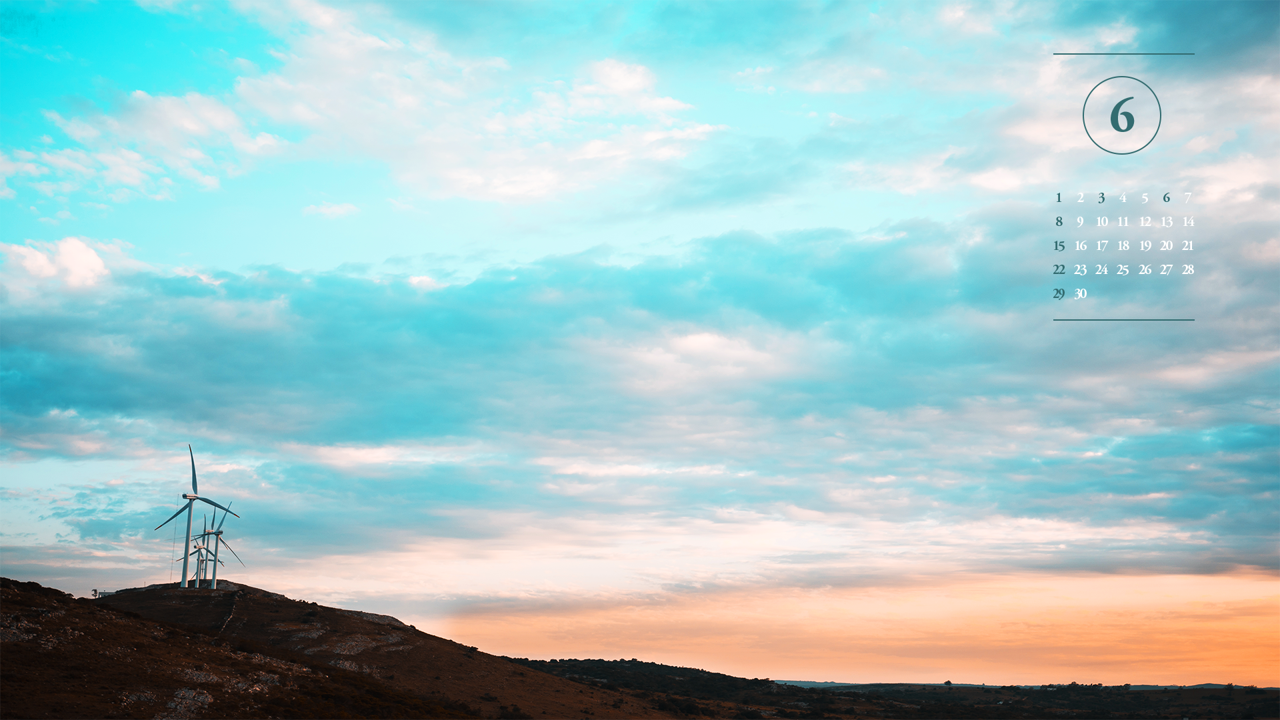 08 풍차와 구름 A - 2025년6월 노트북배경화면