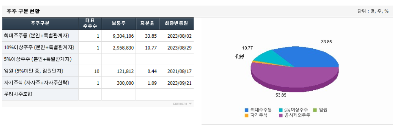 신성델타테크 주주 구분 현황