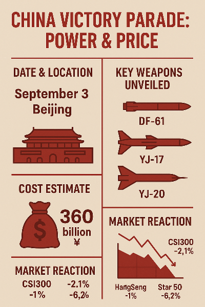Infographic showing military display and economic effects