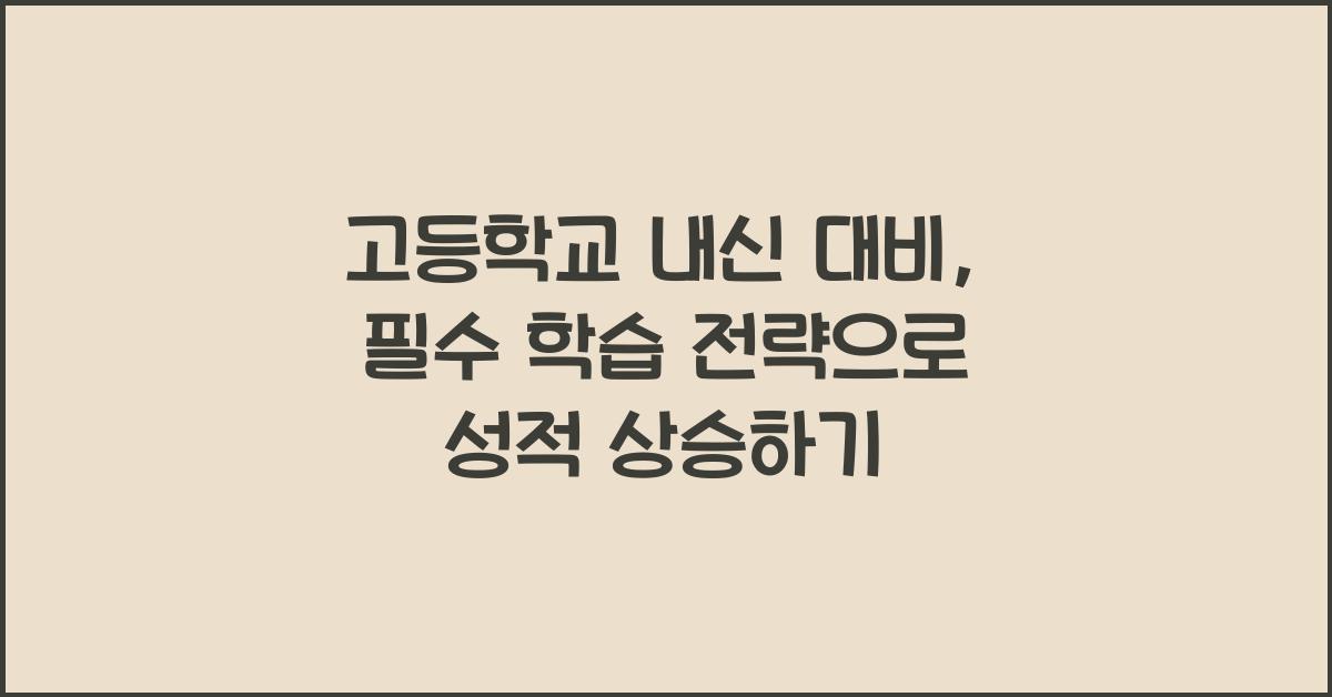 고등학교 내신 대비, 필수 학습 전략