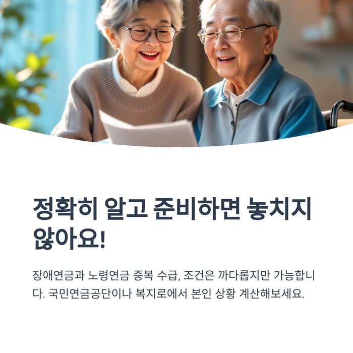 장애연금과 노령연금 중복수급 및 신청 시 주의사항 요약 이미지