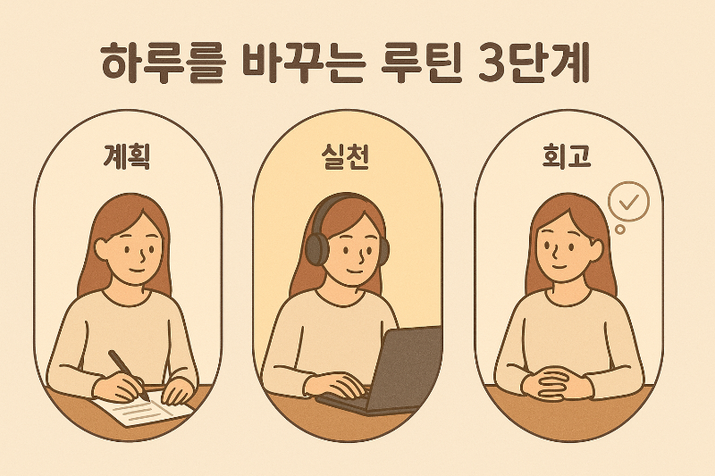 하루를 바꾸는 루틴 3단계 그림