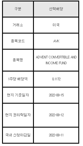 미국주식 선택배당 AVK, ADVENT CONVERTIBLE AND INCOME FUND