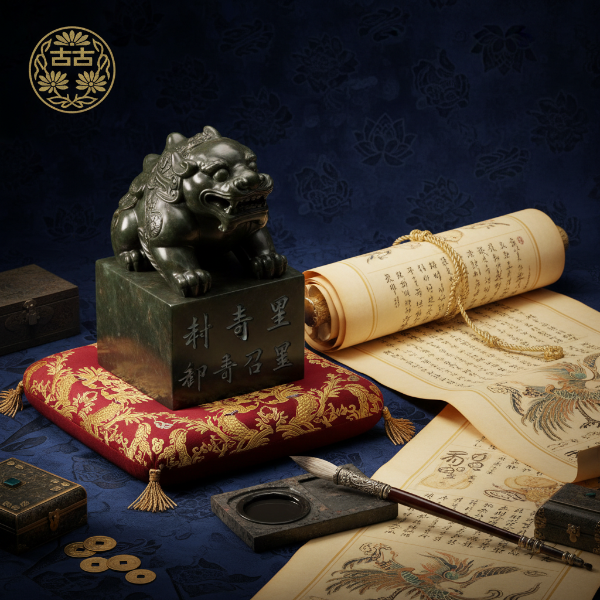 조선 시대 고위 관료의 인장과 왕실 교지가 함께 있는 이미지로 신 안동 김씨의 정치적 권력을 상징