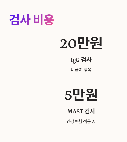 지연성 알레르기 검사 비용 