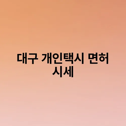 대구 개인택시 면허 시세