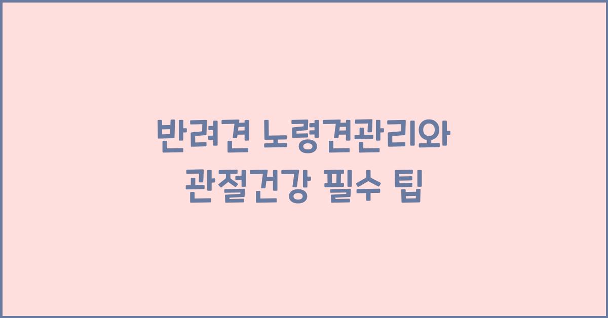 반려견 노령견관리, 강아지 관절건강  