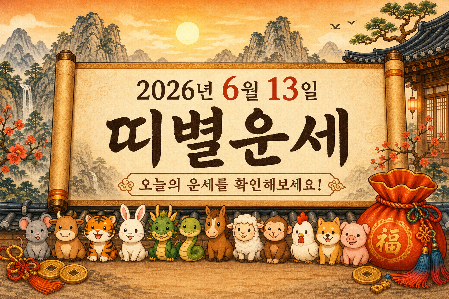 2026년 6월 13일 띠별운세 무료 보기 만세력 2D 이미지