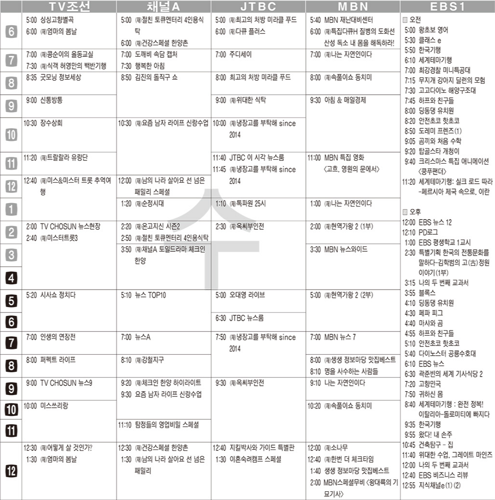 12월 25일 크리스마스 TV 편성표