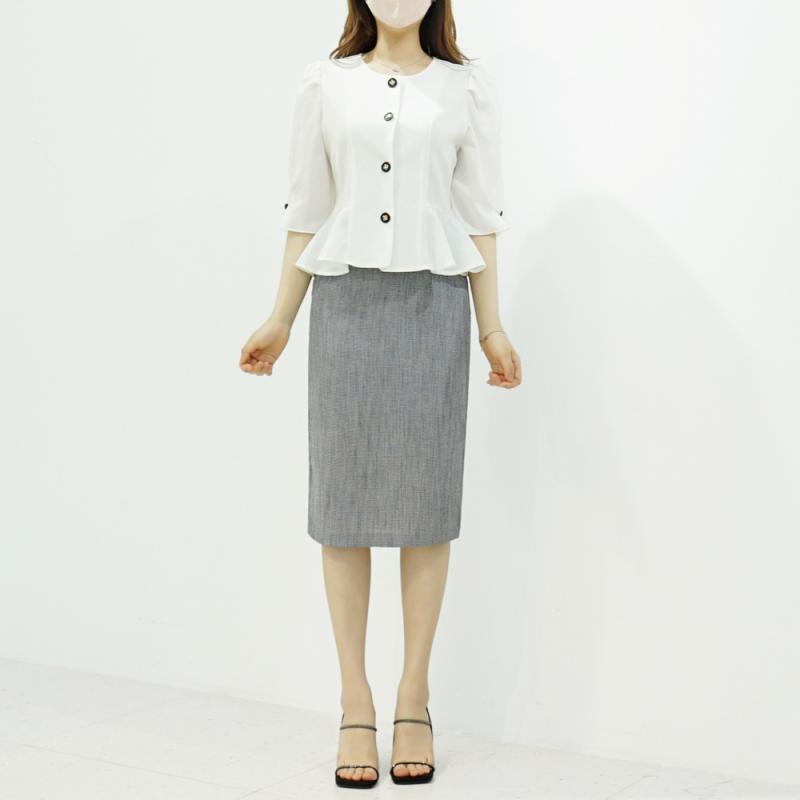 스타일라떼 여름 정장치마 스판 H라인 미디 슬릿 스커트 77가능