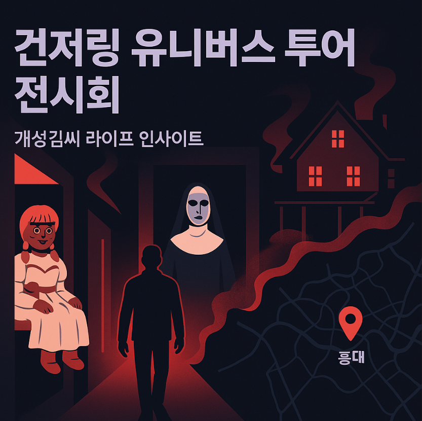 컨저링 유니버스 투어 전시회,컨저링 전시회 예매 방법,홍대 공포 전시회 후기,애나벨 인형 실물 체험,몰입형 전시회 추천