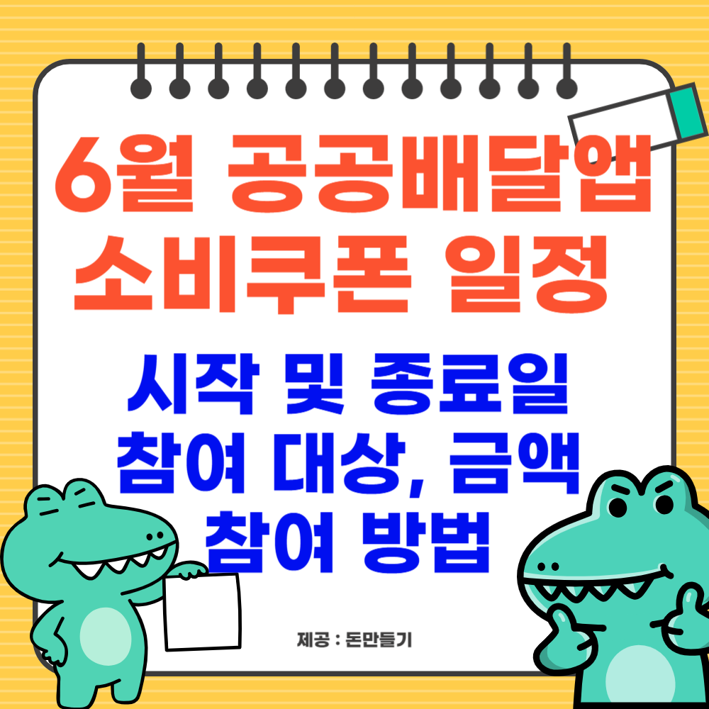 6월 공공배달앱 소비쿠폰 일정, 시작 및 종료일, 참여 대상, 금액, 방법
