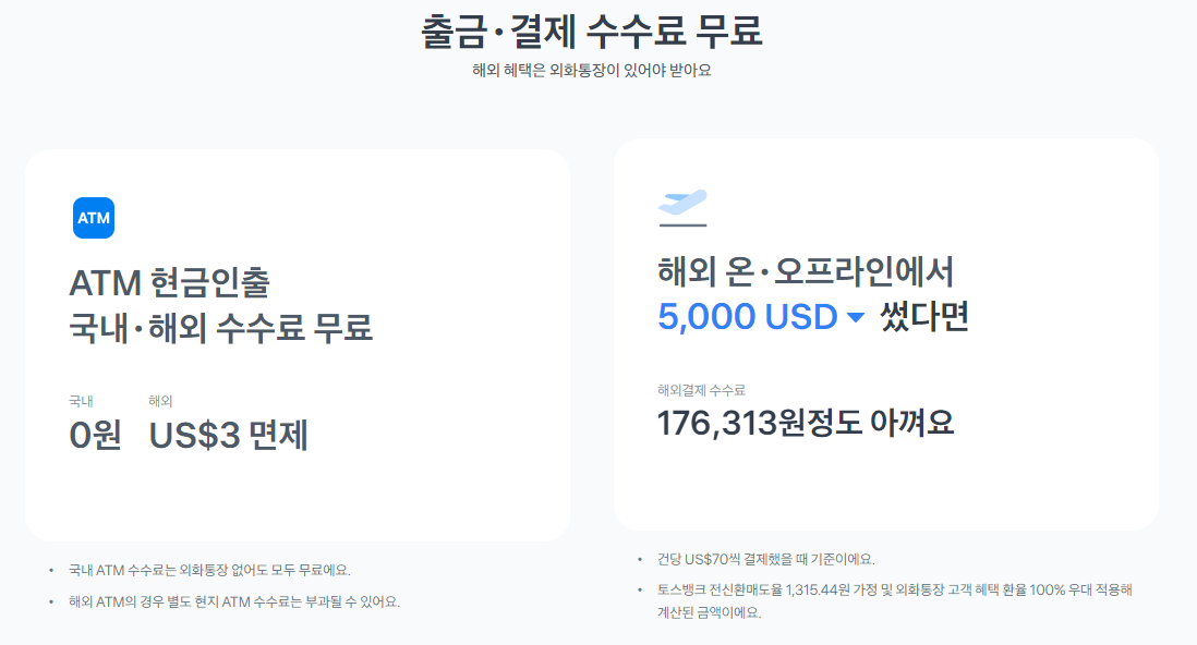 토스뱅크 체크카드 혜택 (해외여행 카드 추천) ATM 수수료 면제