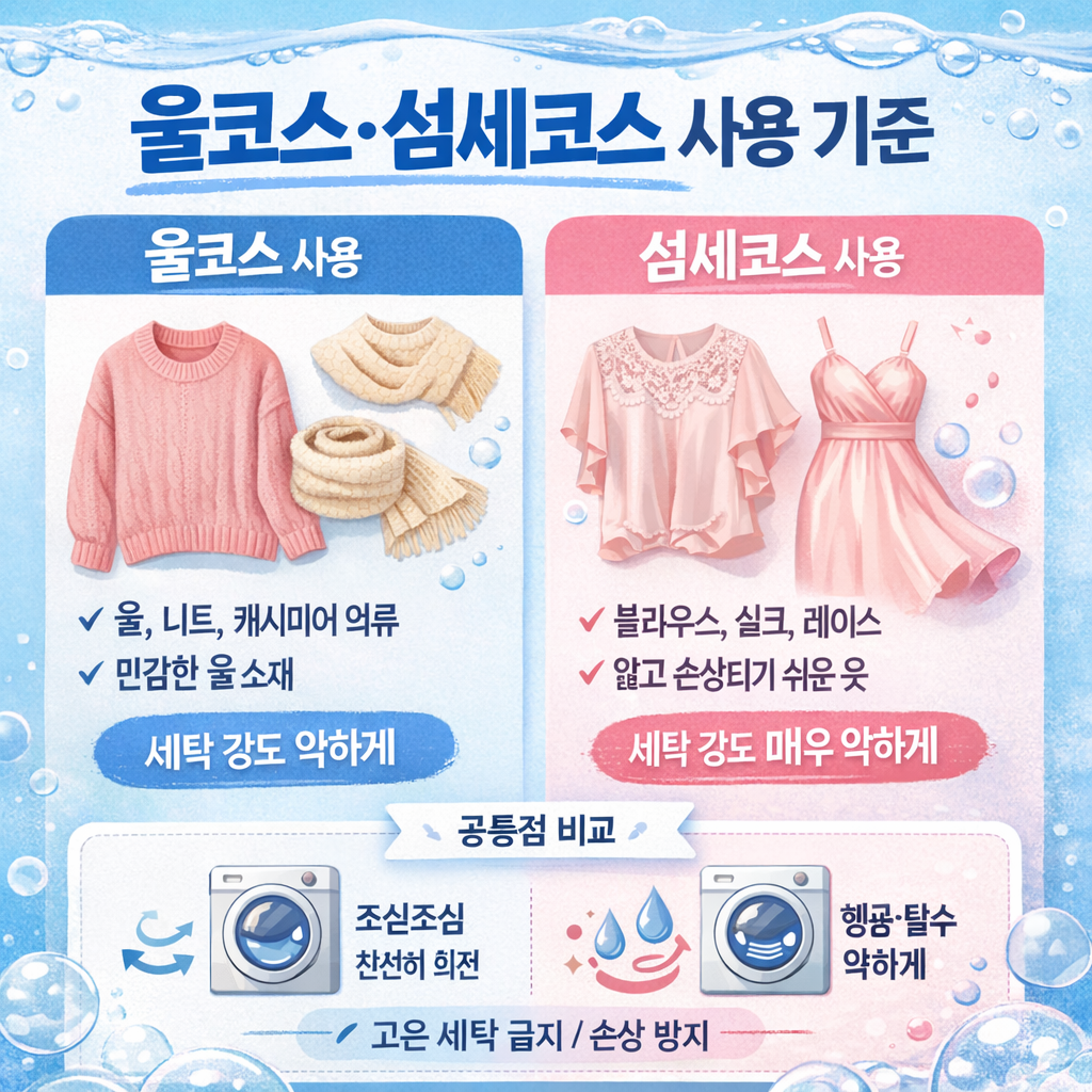 울코스&middot;섬세코스 사용 기준