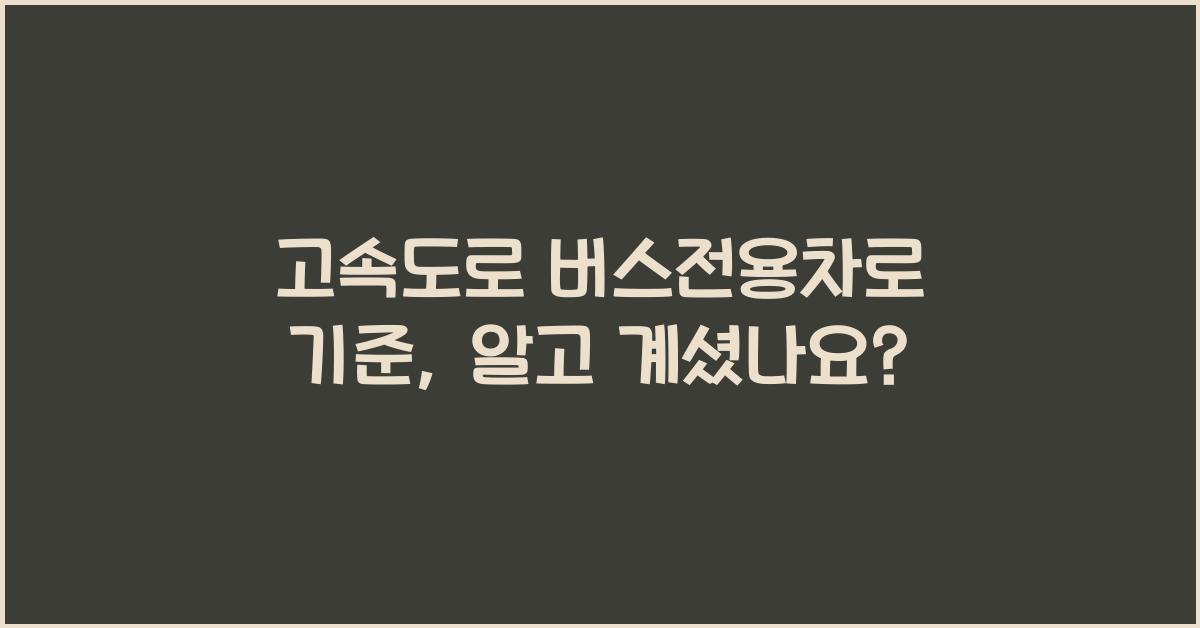 고속도로 버스전용차로 기준