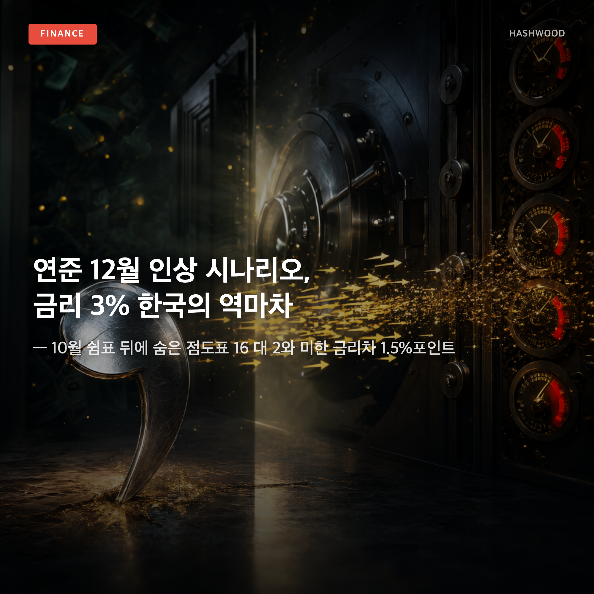 그림: 연준 12월 인상 시나리오, 금리 3% 한국의 역마차 — — 10월 쉼표 뒤에 숨은 점도표 16 대 2와 미한 금리차 1.5%포인트