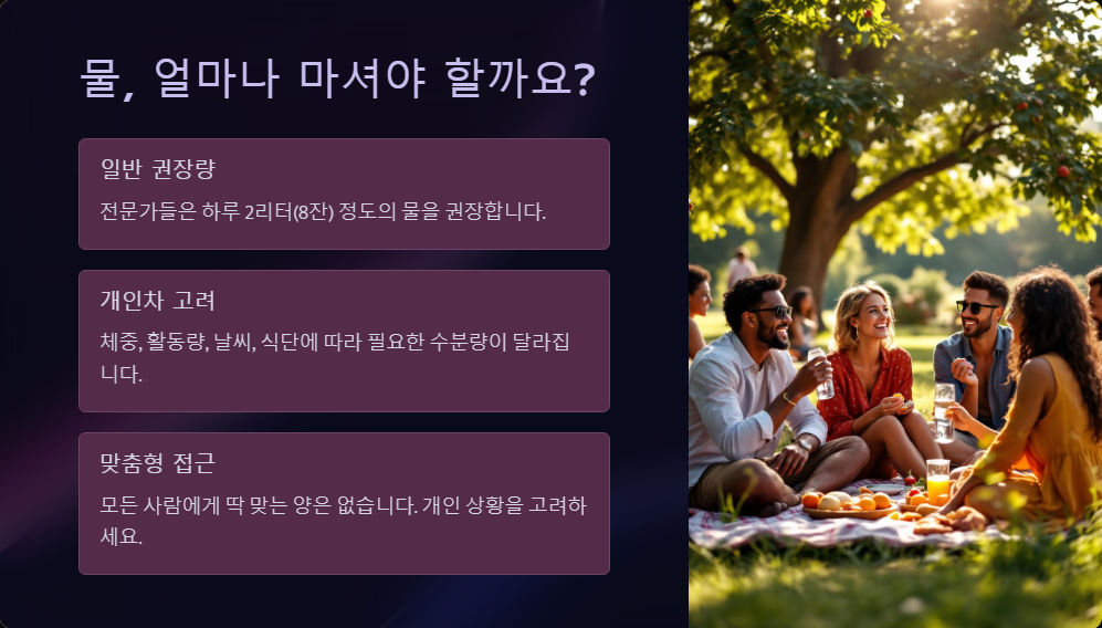 하루에 물 몇 리터가 적당할까? 수분 섭취 가이드