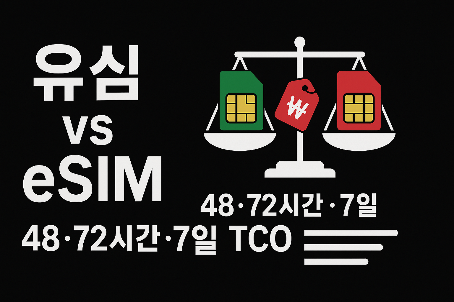 유심 vs eSIM: 48/72h·7일 TCO