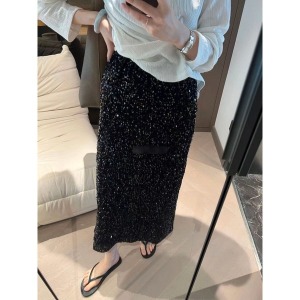 스팽글스커트 반짝이 롱치마 H라인 스팽글롱치마