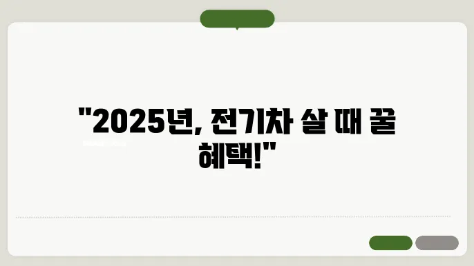 2025년 전기차 보조금 혜택