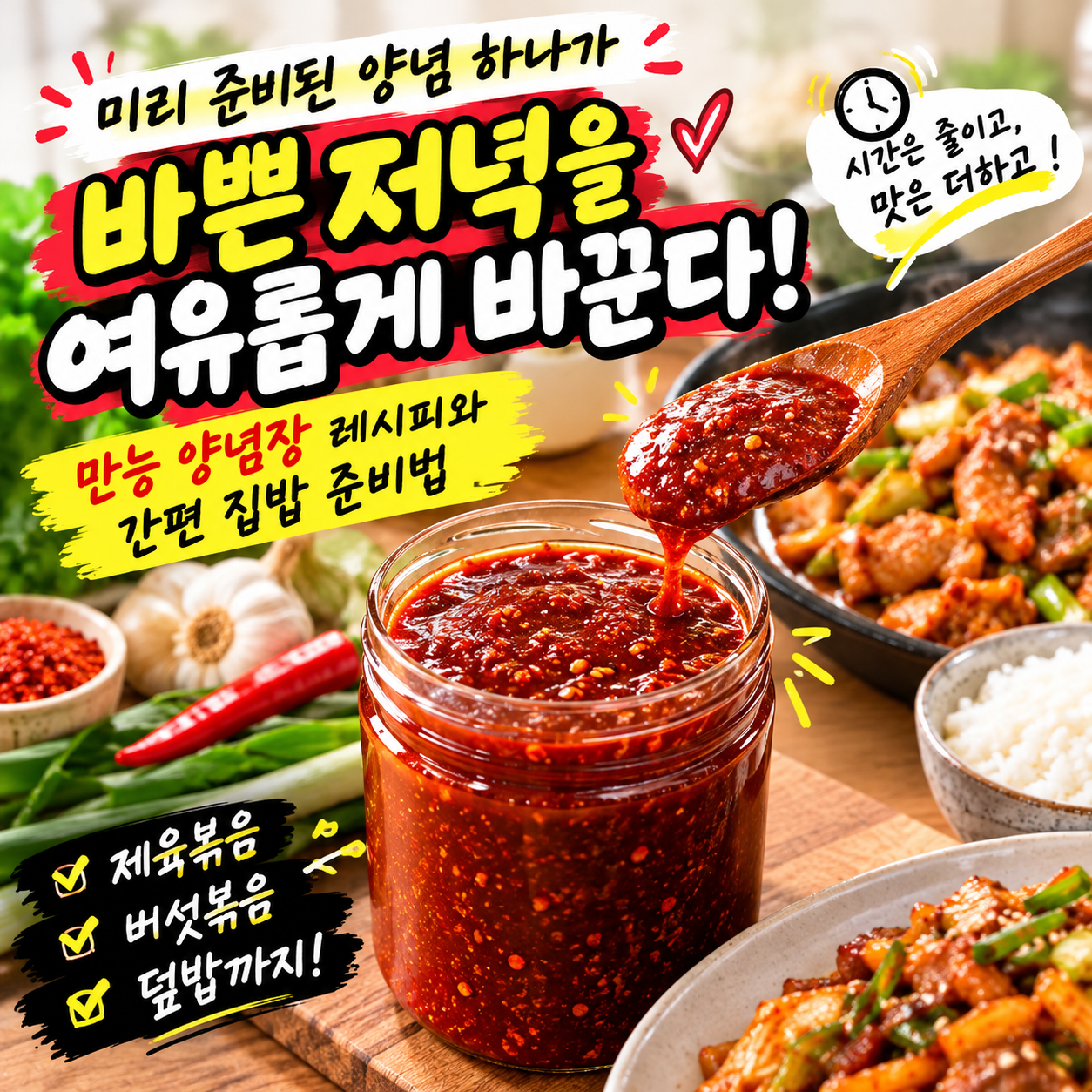 미리 준비된 양념 하나가 바쁜 저녁을 여유롭게 바꾼다, 만능 양념장 레시피와 간편 집밥 준비법