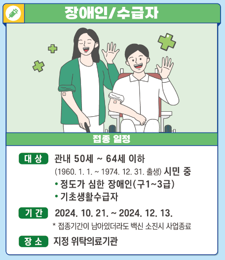 시흥시 기초생활수급자/ 장애인/ 국가유공자 등 의료취약계층 독감 무료예방접종 기관