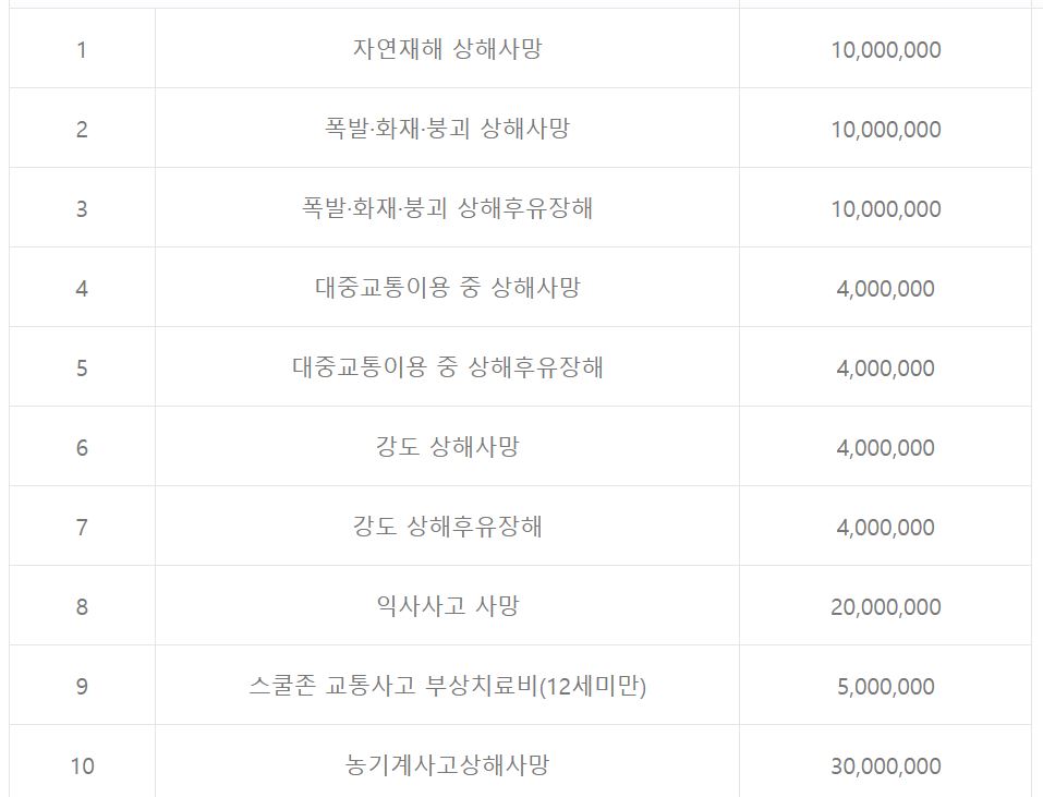보장내용과 보장금액