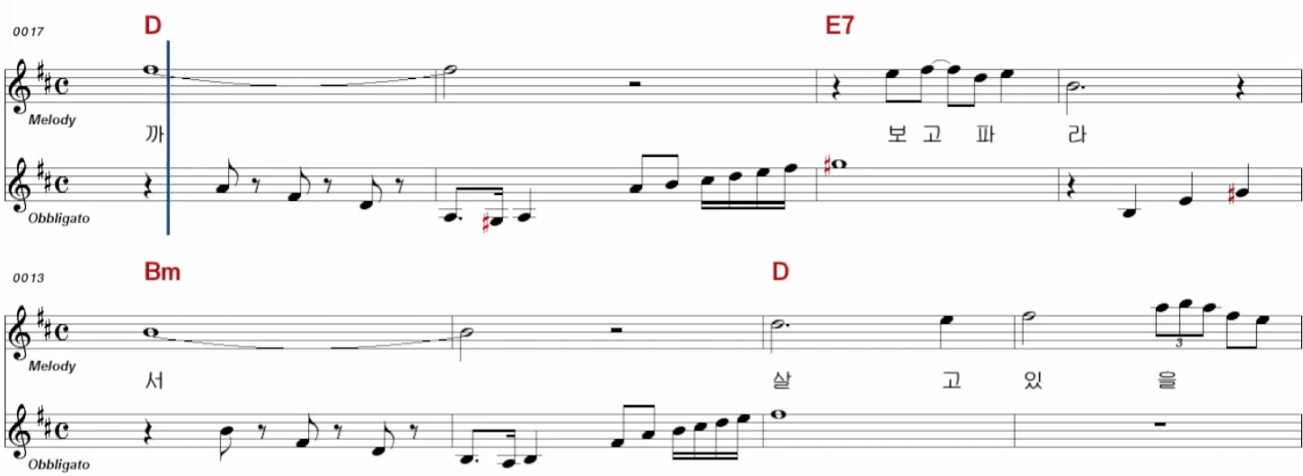 진소리(조미미) 동창생 악보