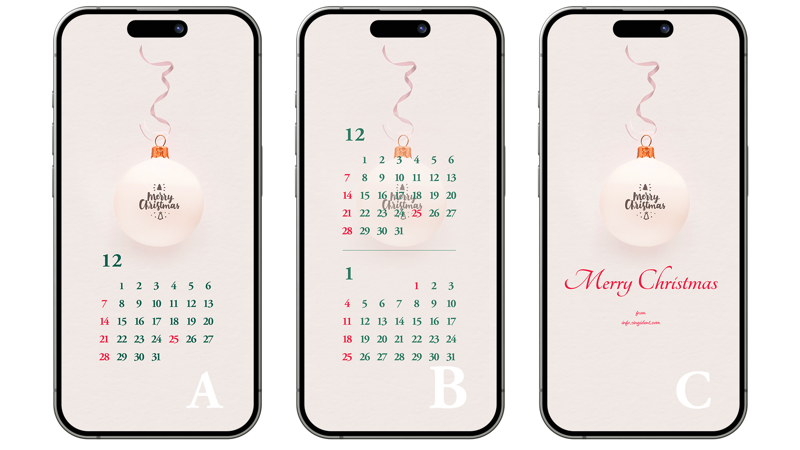 01 크리스마스 장식볼 ABC - 2025년12월 아이폰배경화면