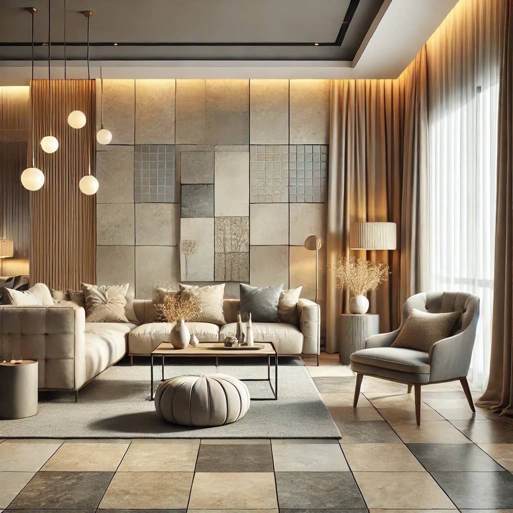 베이지와-그레이-톤-타일의-조화로-따뜻한-거실-디자인