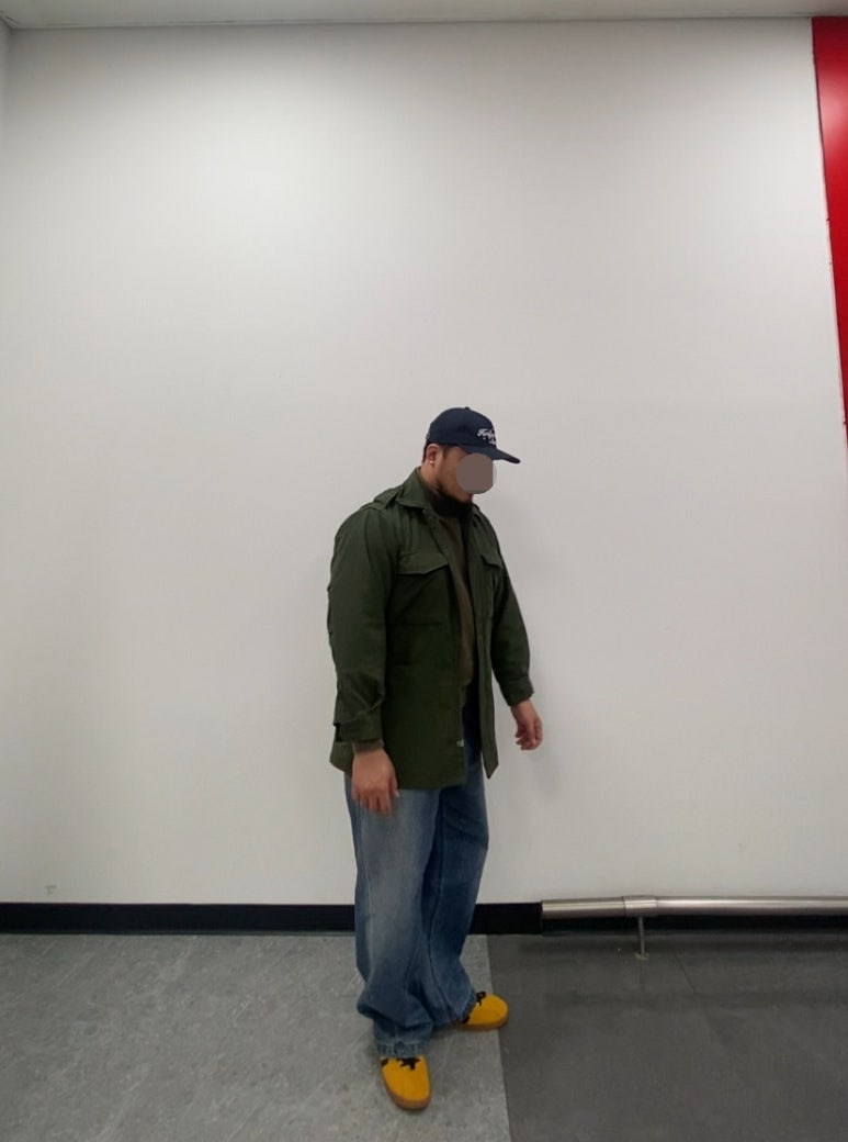 데일리룩('26.1.18.)에페 빈티지 할리우드 스타 볼캡, 밴웍스 폴라티, 구제 밀리터리 야상 재킷, 에러스익셉티드 왁스드 데님팬츠, 컨버스 올스타 클래식 트레이너 옥스 스웨이드