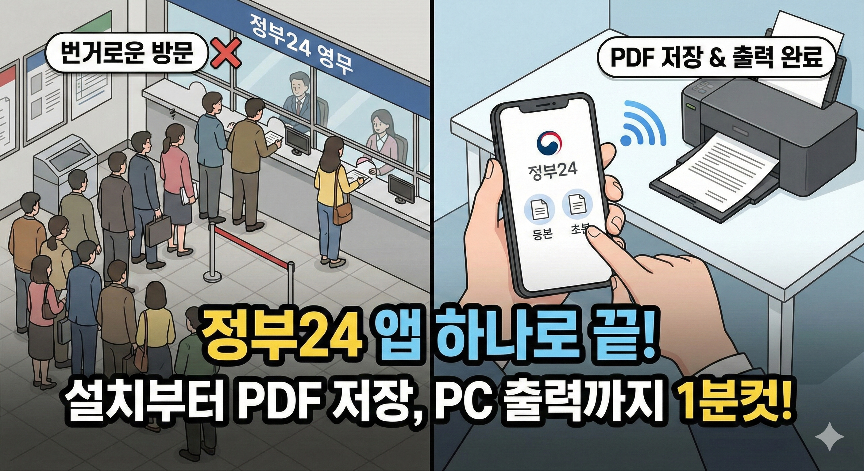 정부24 앱으로 등본, 초본 1분 만에 발급받는 법 (PDF 저장, 출력 오류 해결까지)