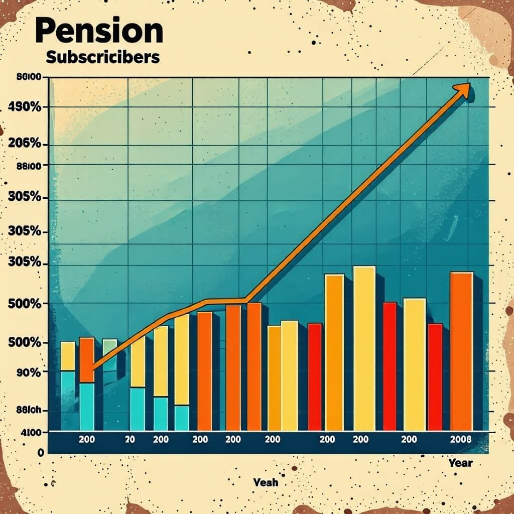 연금 가입자 증가 추세: 연금 가입자 수의 증가 추세를 보여주는 그래프