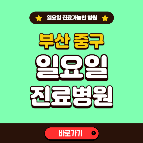 부산 중구 일요일 진료 가능한 병원 ❘ 주말 문여는 곳 총정리 (소아과, 내과, 안과, 치과, 피부과, 정형외과, 산부인과)