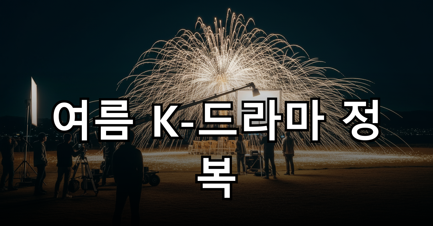 밤하늘을 수놓은 화려한 드라마 촬영장 조명
