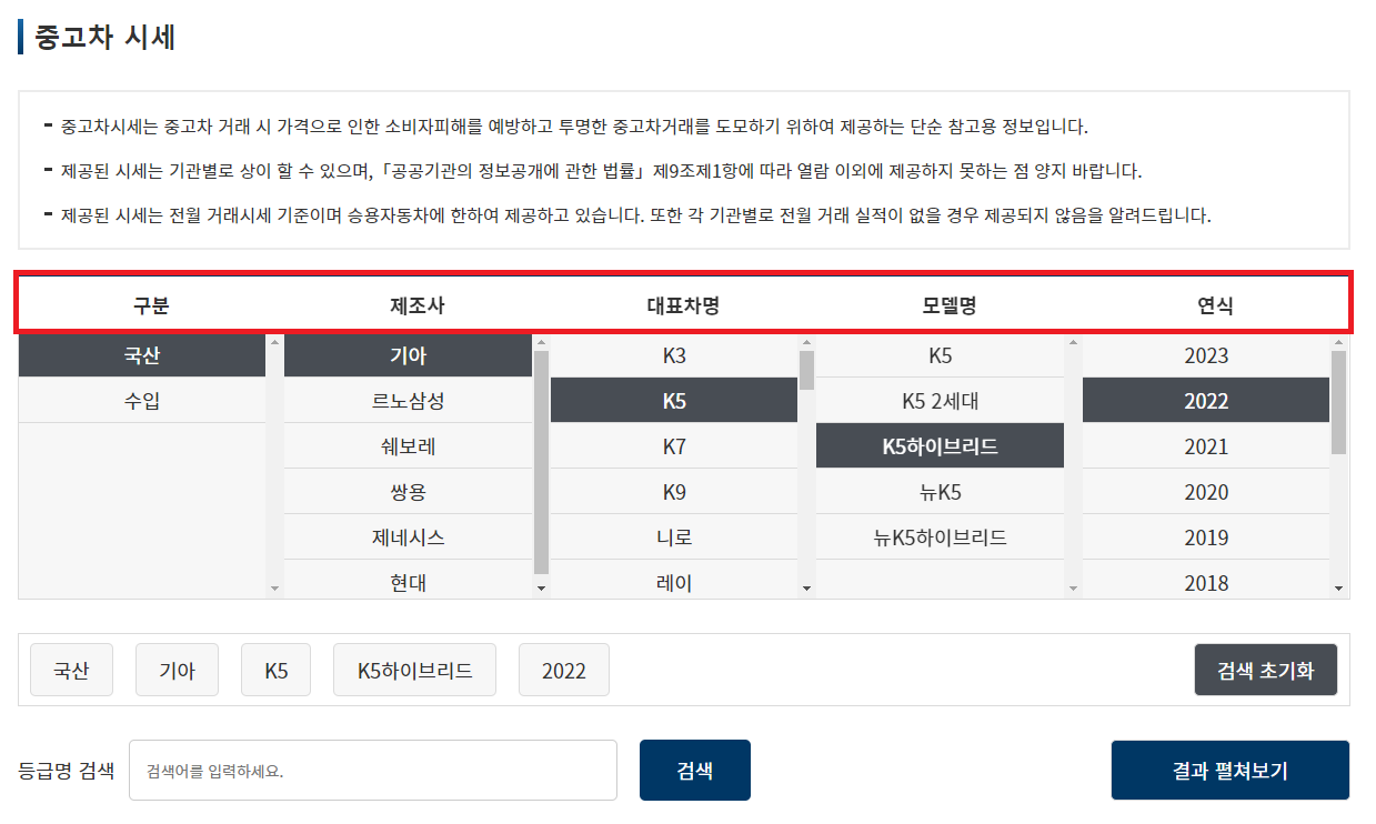 중고차 시세조회