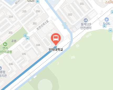 인덕대학교에서 인천공항 리무진 공항버스(6011번) 지도 위치