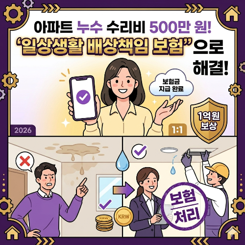 아파트 누수 수리비 500만 원, ‘일상생활 배상책임보험’으로 해결