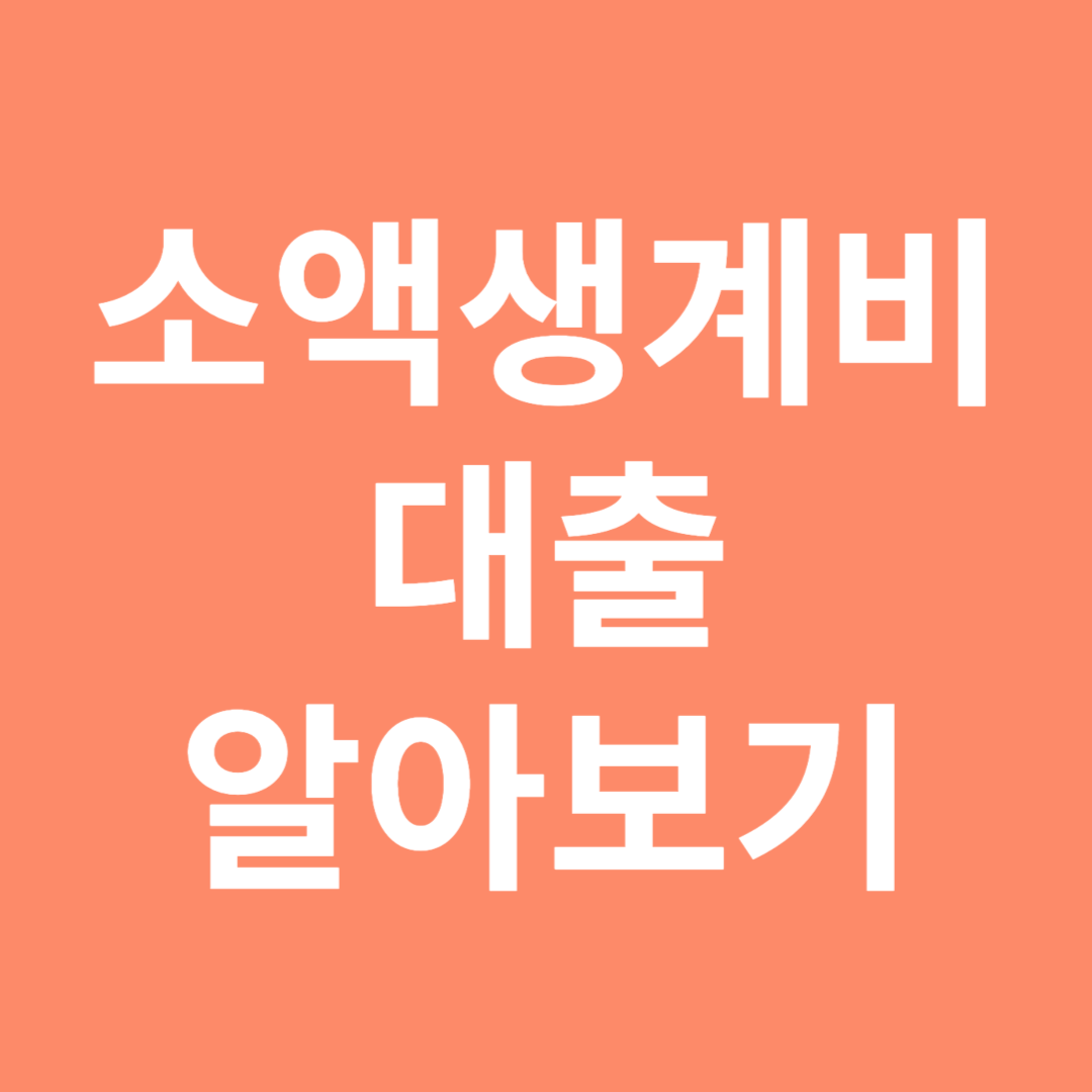 소액생계비 대출 알아보기