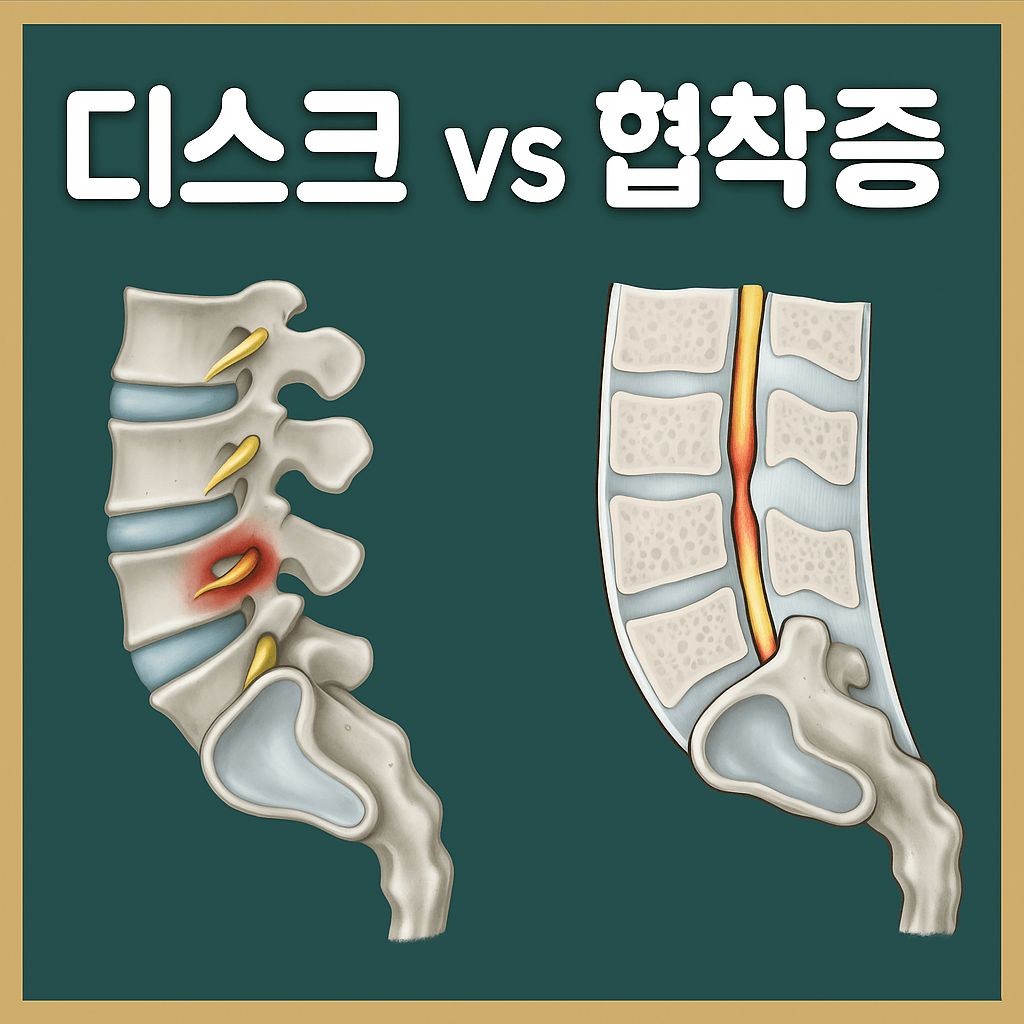 디스크와 협착증 비교 이미지