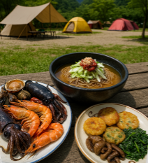 캠핑 음식 요리 관련 사진