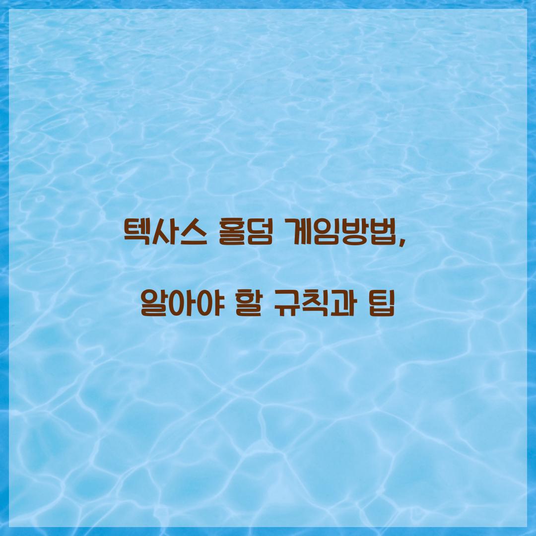 텍사스 홀덤 게임방법