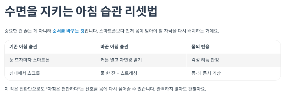 수면을 지키는 아침 습관 리셋법