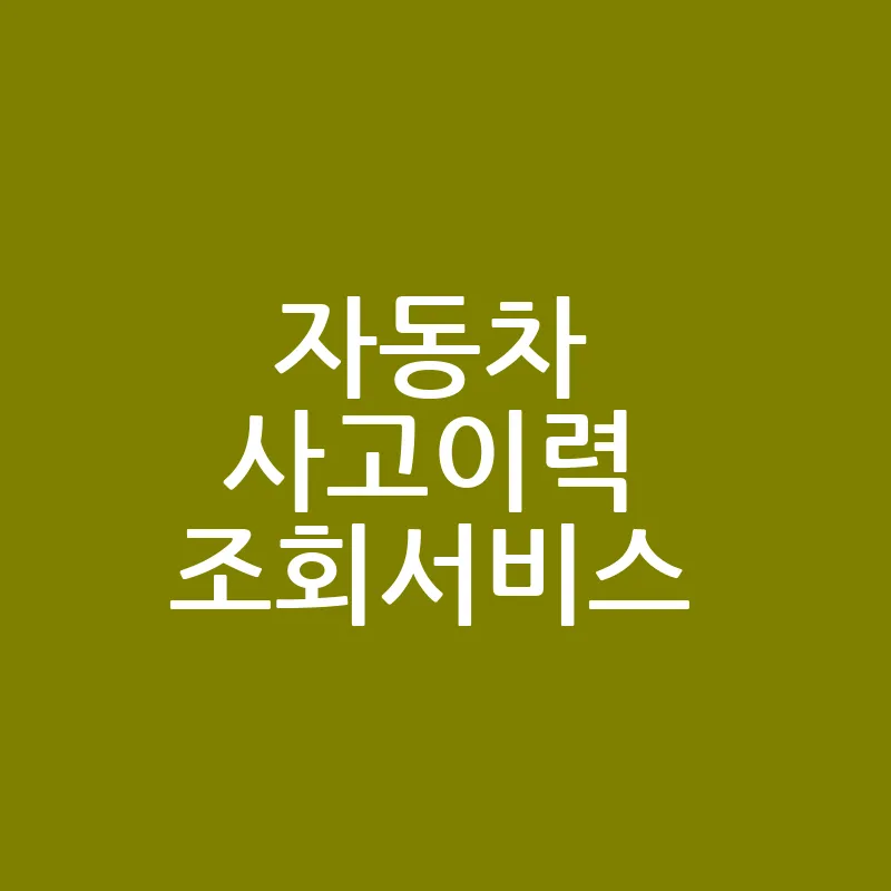 자동차 사고이력조회서비스