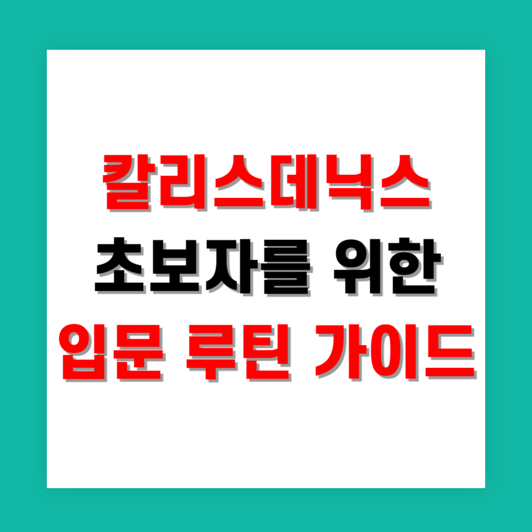 칼리스데닉스 초보자를 위한 입문 루틴 가이드