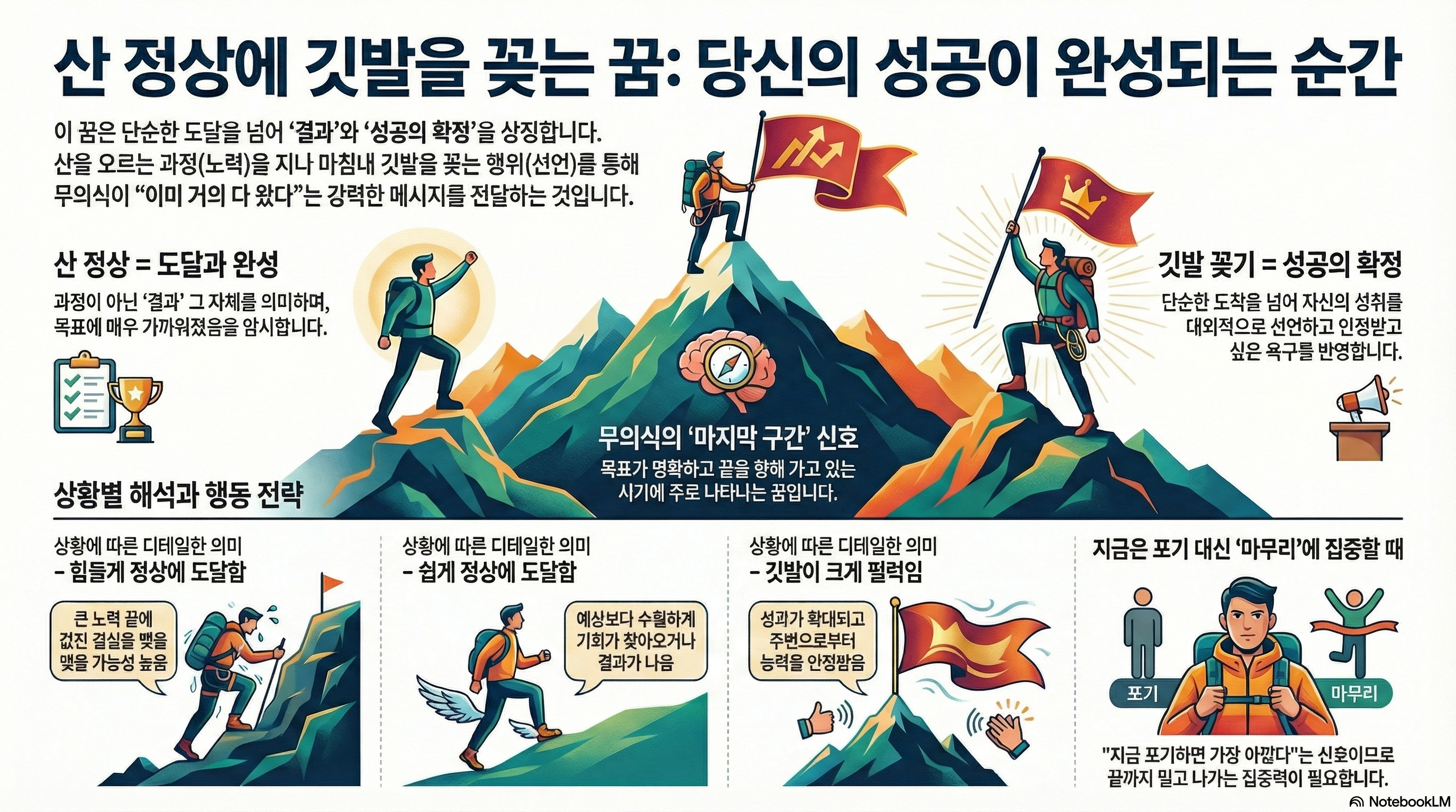 산 정상에 깃발을 꽂는 꿈