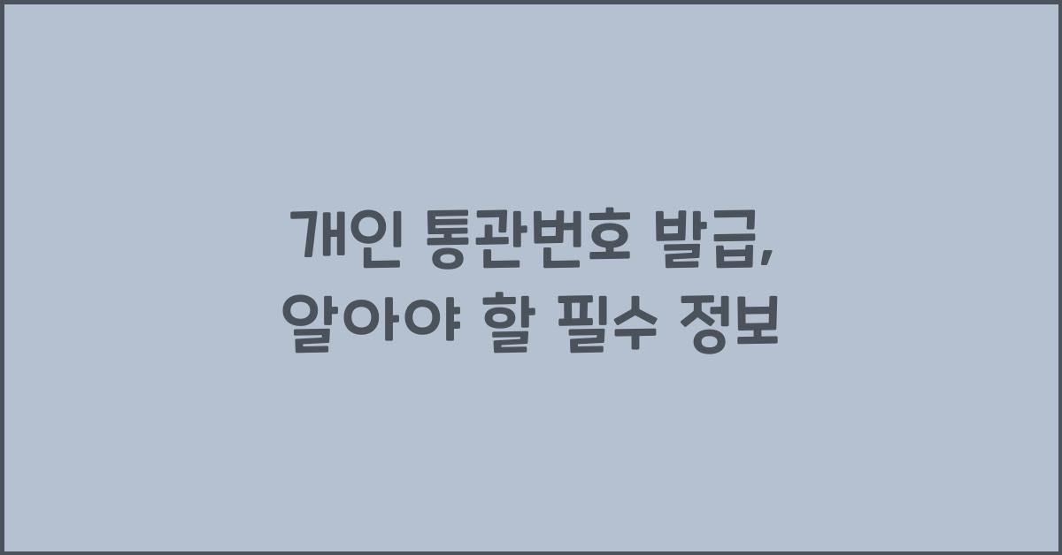 개인 통관번호 발급