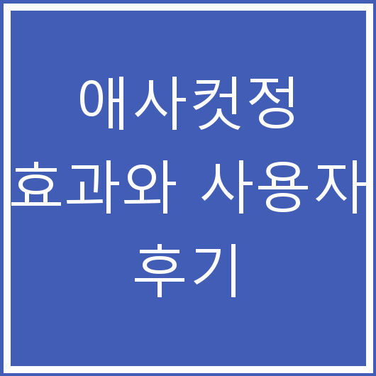 애사컷정 효과와 사용자 후기