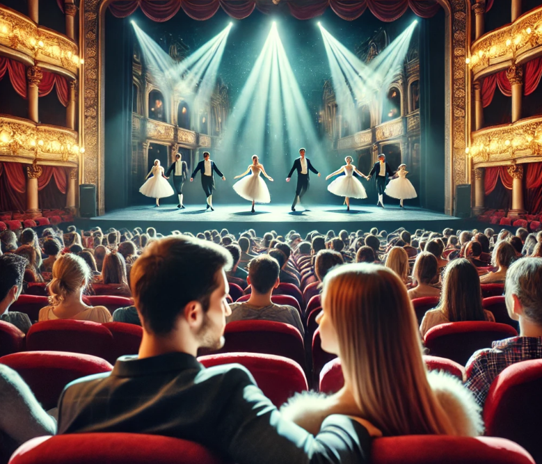 청년 문화 패스를 이용하여 공연을 보고 있는 커플의 모습